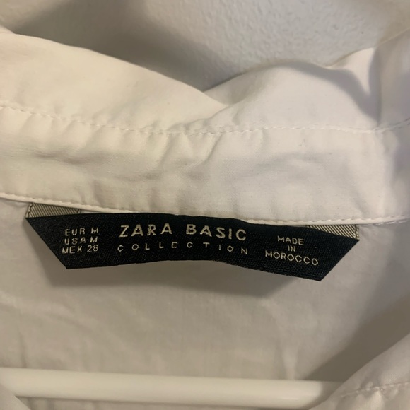 Zara Basic White Blouse with Pearl Embellishments & Tie Cuffs - Size M - Picture 13 of 13